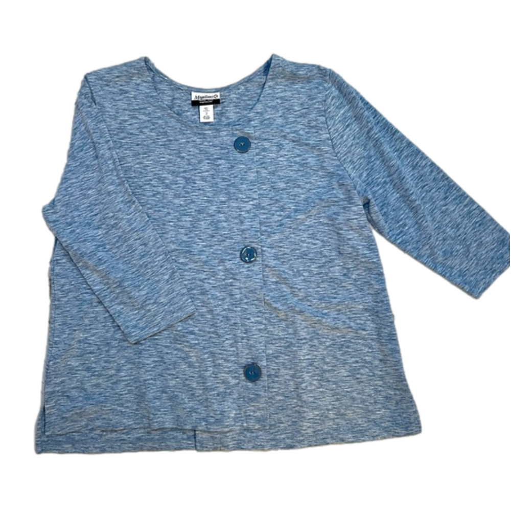 Magellan’s Travel Gear women’s heather blue button front tunic, size XL EUC